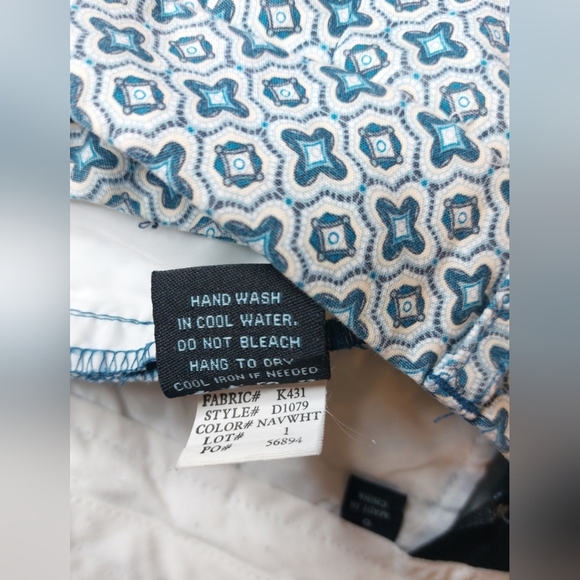 Cynthia Rowley Blue White Printed Straight Leg Cigarette Pant Size 0 Preppy - Picture 10 of 11